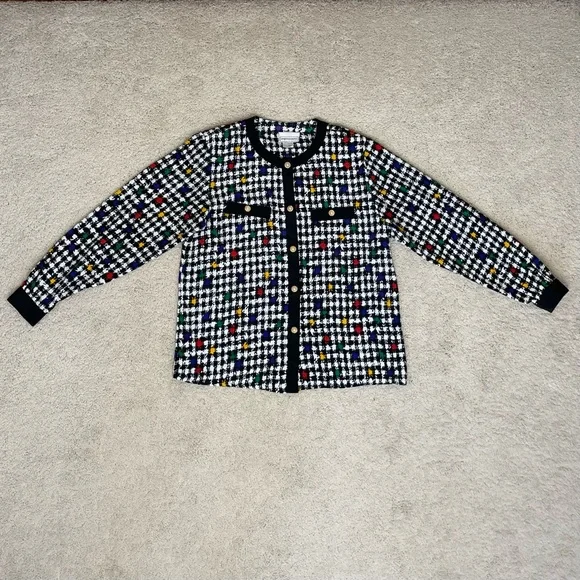 Vintage Impressions of California Colorful Houndstooth Button Down Blouse - Picture 11 of 14